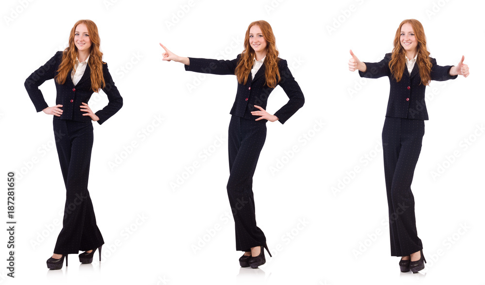 Fototapeta premium Woman businesswoman in business concept isolated on white