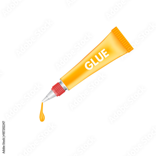 Realistic vector tubes of glue packaging mockup template.