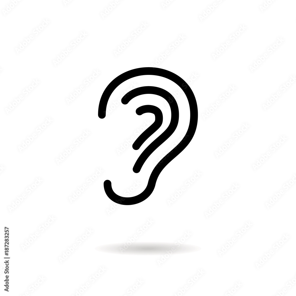 Ear line vector icon. Ear line vector icon.