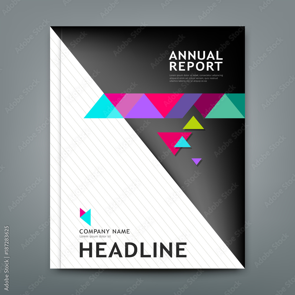 Cover annual report design, geometric template layout design background, vector illustration