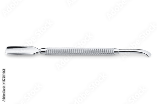 pusher for cuticle and nails care, manicure, pedicure tools isolated white background photo