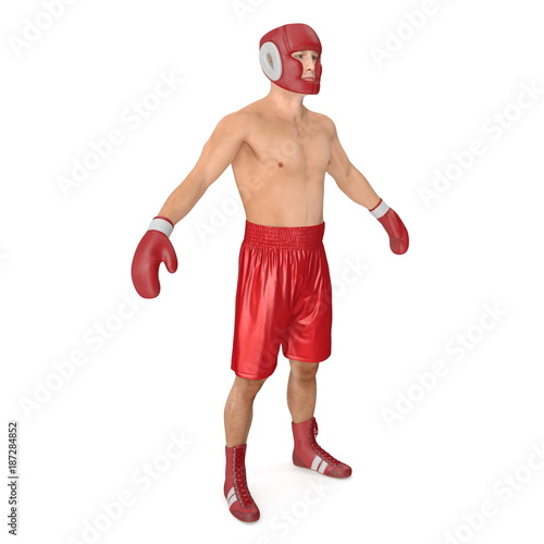 Male boxer on white. 3D illustration