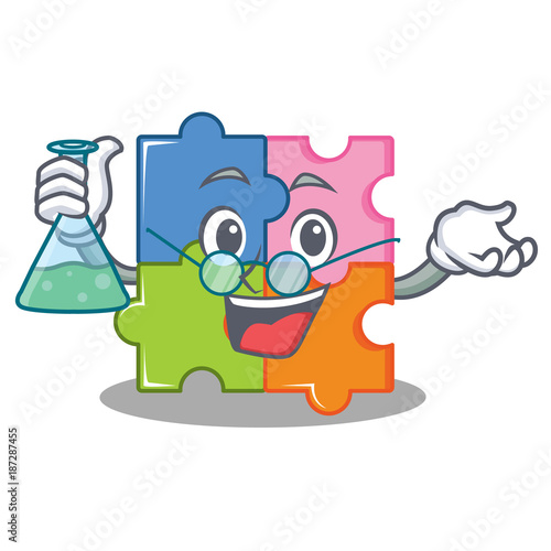 Professor puzzle character cartoon style