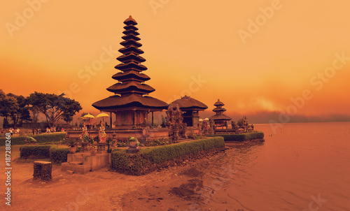 famous mystical Pura Ulun Danu water temple  bali