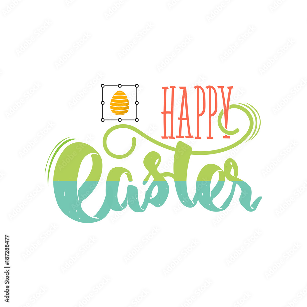 Naklejka premium Happy Easter. Hand Drawing Vector Lettering design. Can be used for posters, postcards, prints on clothes.