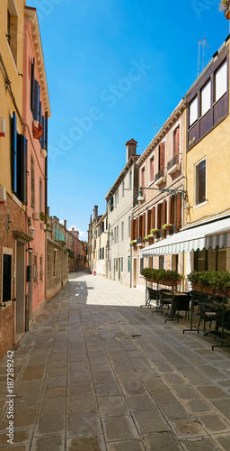 Venice, Italy - August 14, 2017: The cozy cafes of Venice.