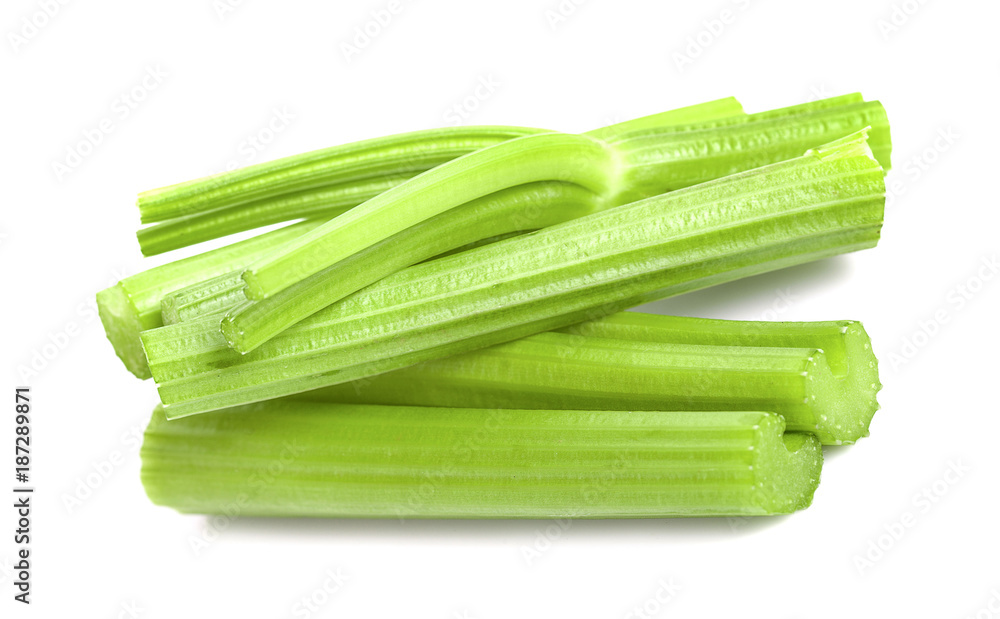 Fresh celery stalks on a white background Fresh celery stalks on a white background