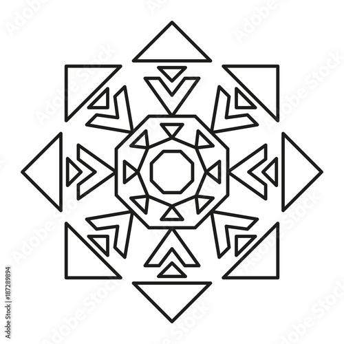 Mandala-Mandala. Round Element For Coloring Book. Black Lines on White lines-simple-90