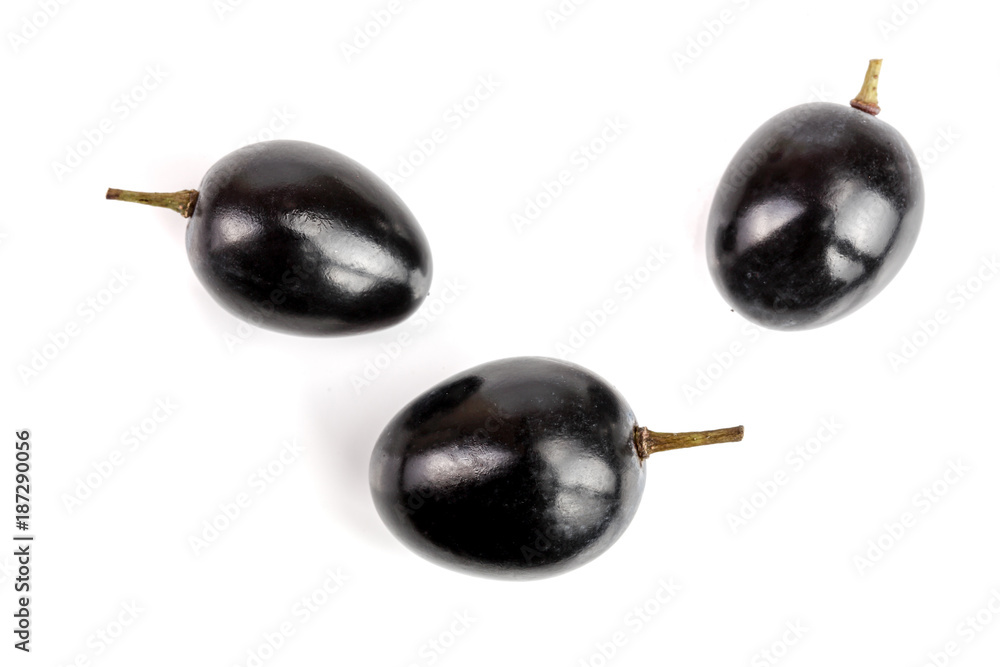 Dark grapes isolated on white background, top view. Flat lay Dark grapes isolated on white background, top view. Flat lay