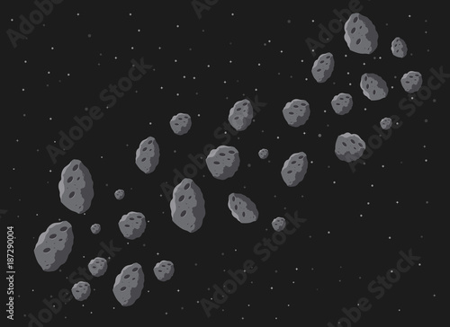 Asteroid rain . Space danger. Space illustration