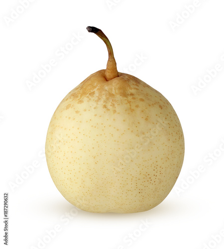 One Chinese pear on white background.