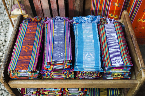 traditional woven tais fabric scarves in dili east timor leste photo