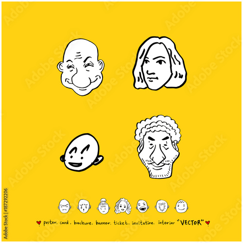 인물의 표정 / 손으로 그린 얼굴 일러스트