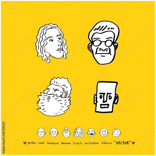 인물의 표정 / 손으로 그린 얼굴 일러스트