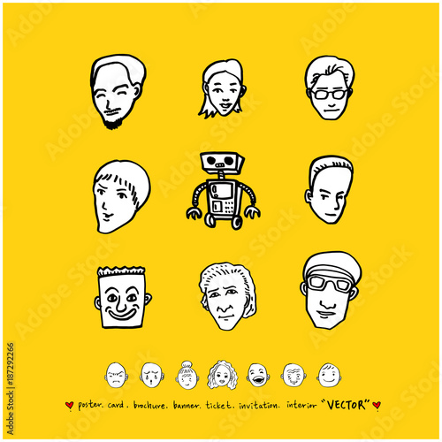 인물의 표정 / 손으로 그린 얼굴 일러스트