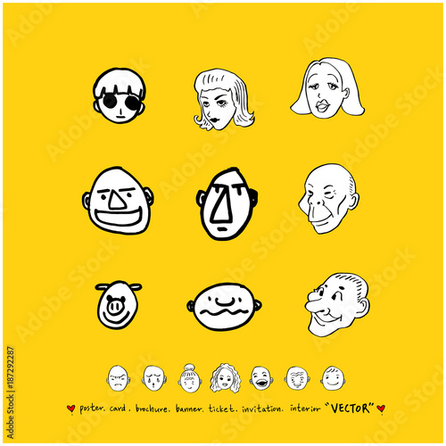 인물의 표정 / 손으로 그린 얼굴 일러스트