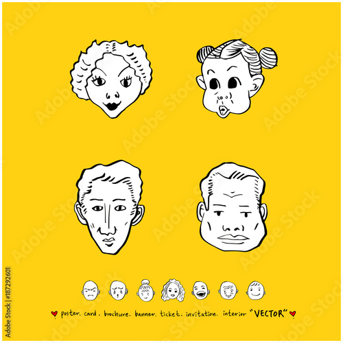 인물의 표정 / 손으로 그린 얼굴 일러스트