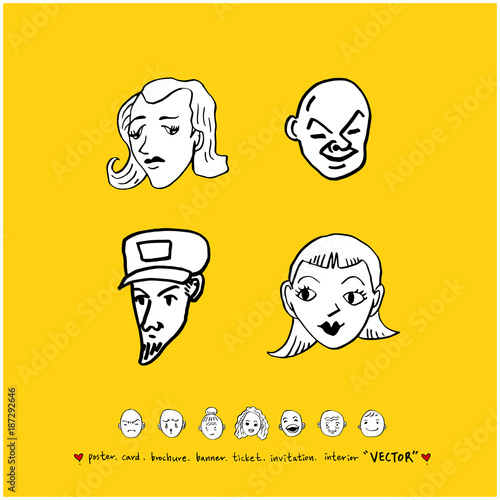 인물의 표정 / 손으로 그린 얼굴 일러스트