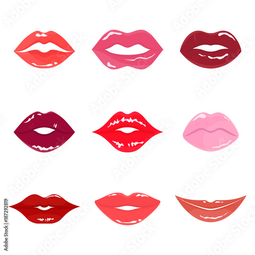 set of color woman lips