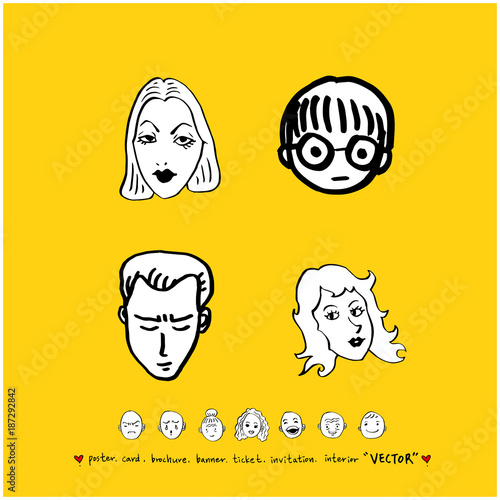 인물의 표정 / 손으로 그린 얼굴 일러스트