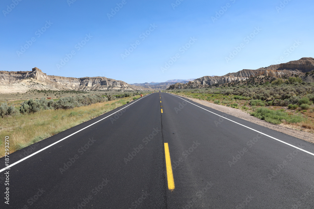 Road to Capitol Reef National Park in Utah. USA