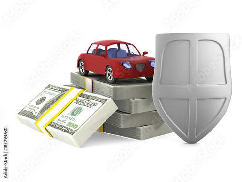 insurance car on white back...