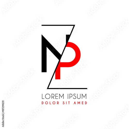 NP logo letter separated by a black zigzag line
