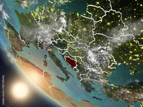 Sunset above Bosnia and Herzegovina from space