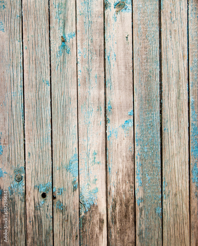 old wooden boards painted with blue paint