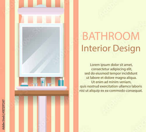 Vector illustration. Flat design. Bathroom with furniture. Bathroom interior.