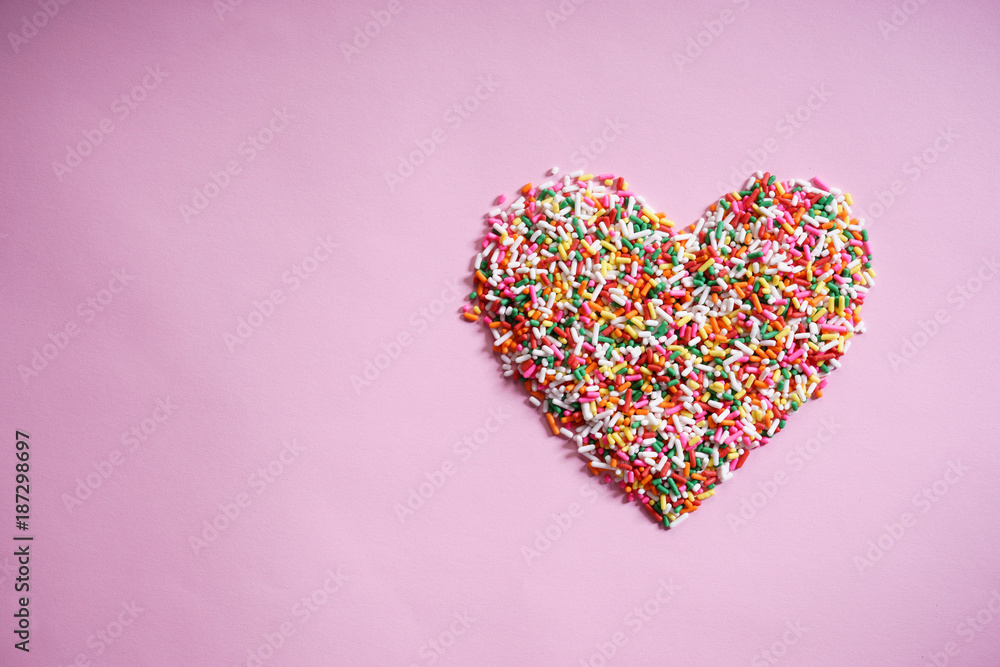 candy sprinkles in form of heart