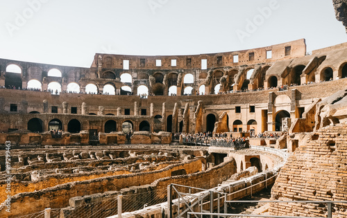 The symbol of Rome, the amphitheater of the Colosseum, is located in the city center and during antiquity served as a arena for gladiatorial battles.