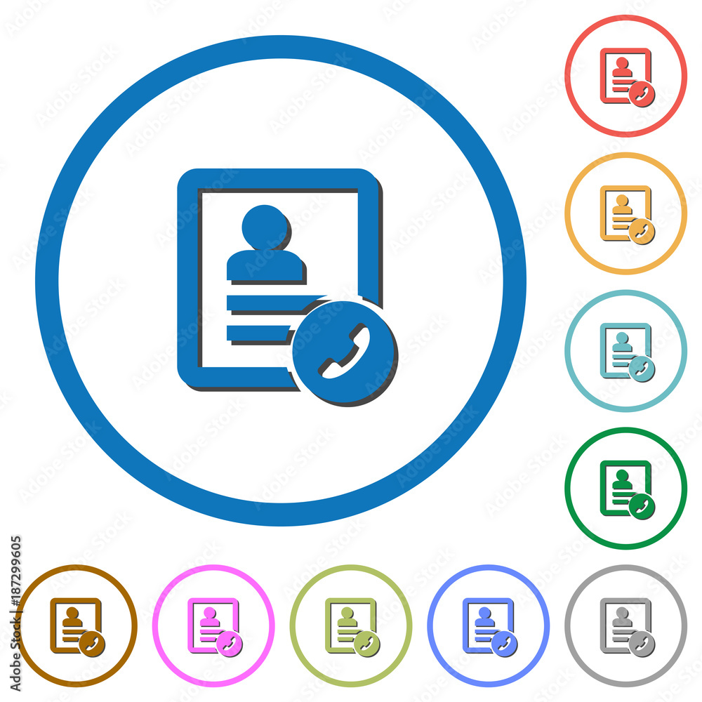 Call contact icons with shadows and outlines Call contact icons with shadows and outlines