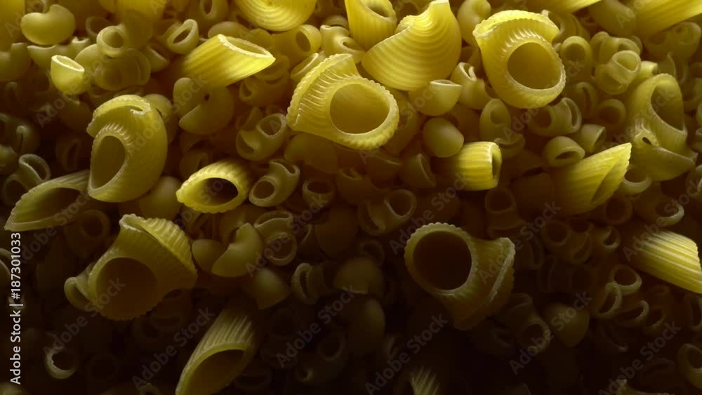 Rigati dry pasta in rotation Rigati dry pasta in rotation