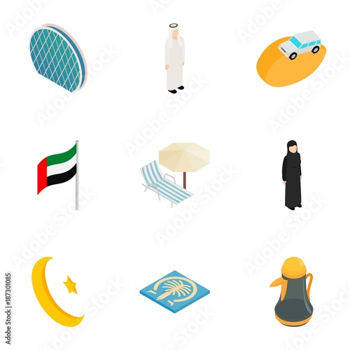 United Arab Emirates elements icons set
