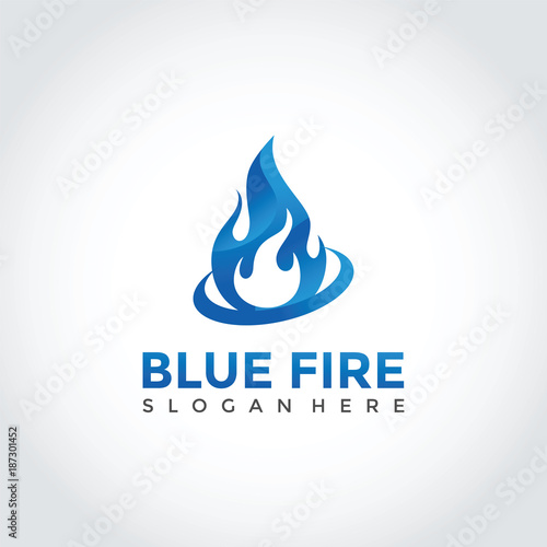 Blue Fire Logo Design. Vector Illustrator Eps. 10