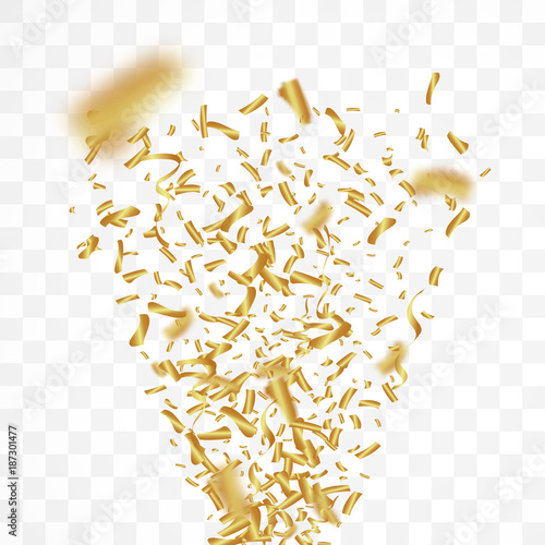 Shot of a bright golden confetti vector, design for New Year, birthday, design element of the Valentine's Day isolated on a transparent background