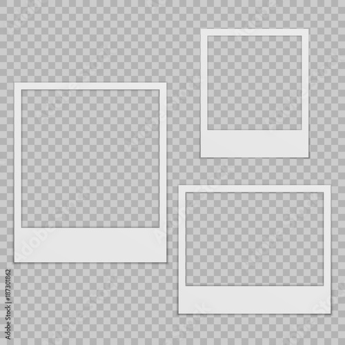 Set of blank photo frames with shadow.