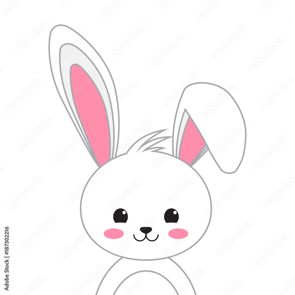 Fototapeta premium Happy Easter rabbit, white cute Bunny