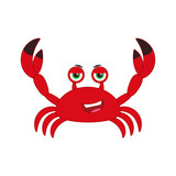 Cute cartoon red crab in flat style