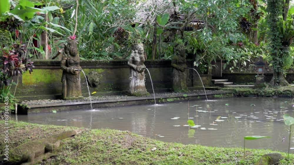 Water fountains in the gardens at Ubud Palace Water fountains in the gardens at Ubud Palace