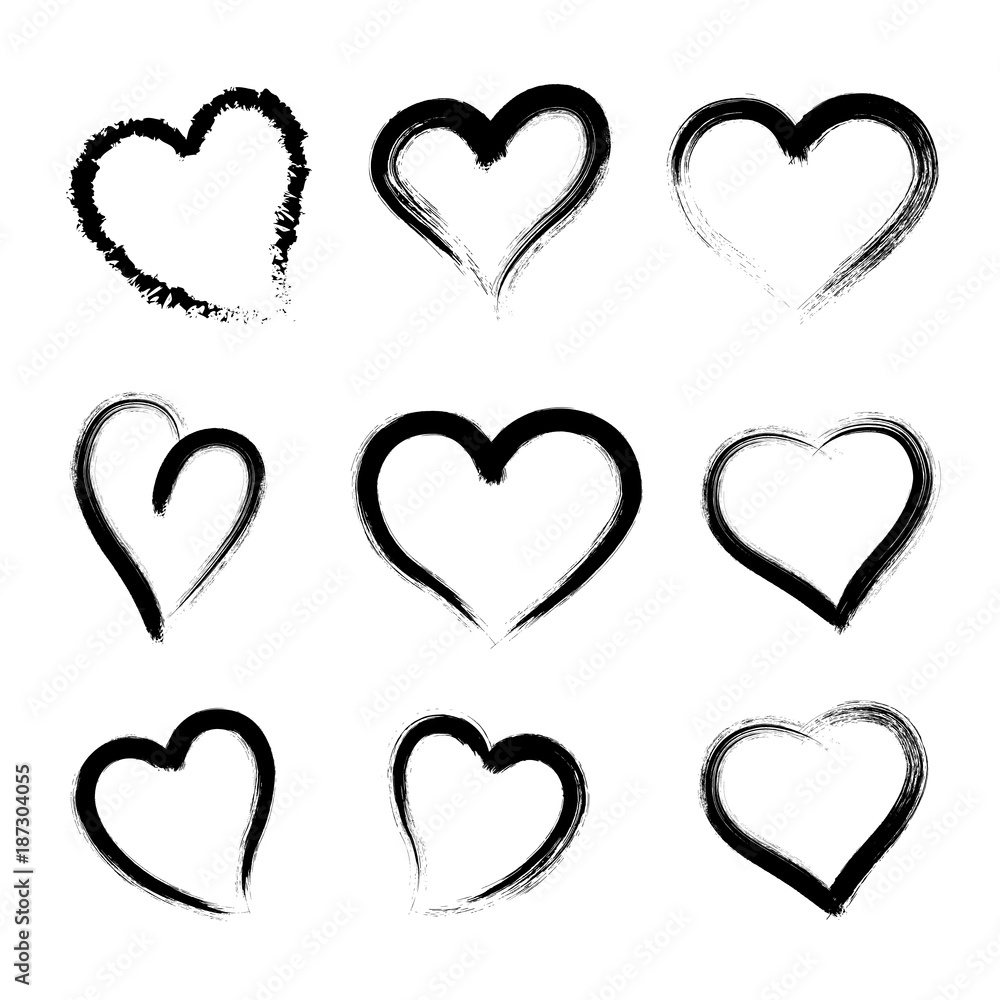 Hand drawn hearts. Design elements for Valentine's day - stock vector.