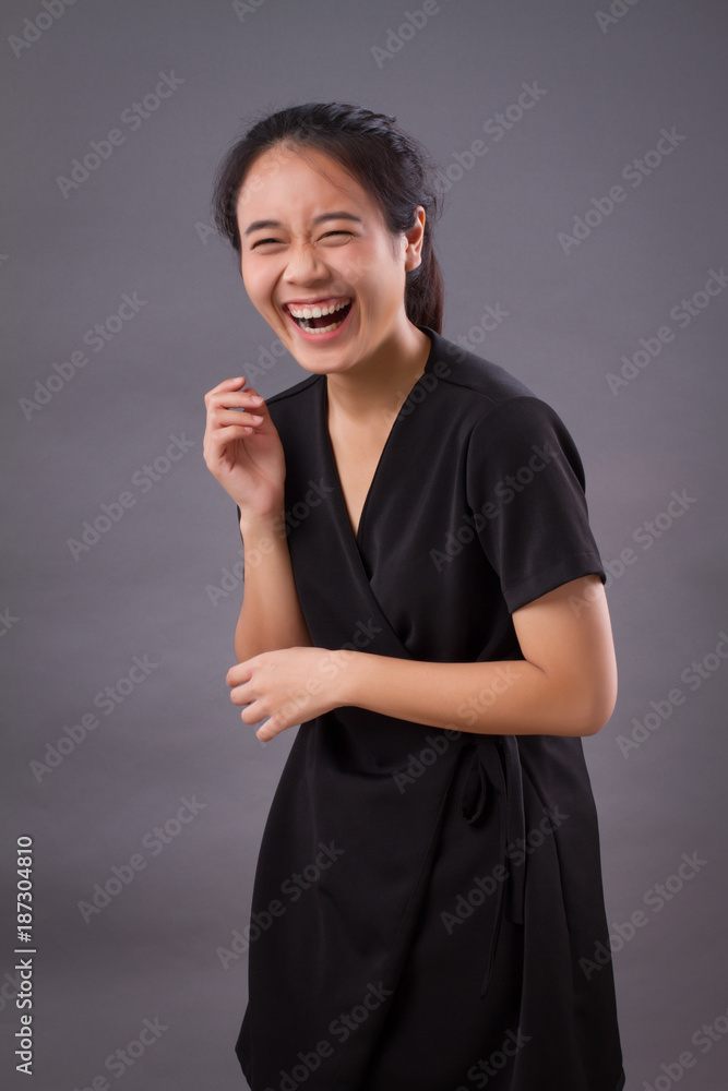 portrait of asian woman, happy face expression