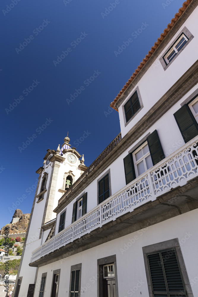 Portrait view of the Igreja Matriz de Sao Bento in Ribeira Brava, Madeira, Portugal.