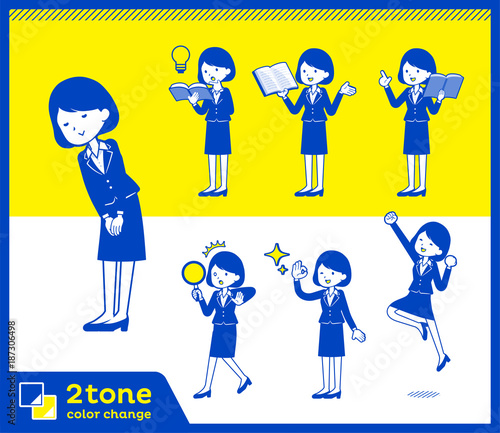 2tone type suit business women_set 5／同タッチは下の青字toyotoyoポートフォリオページ内で「2色」と入力。さらにキーワードを付け足し検索できます。