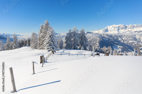 Austrian countryside. Beautiful winter scene