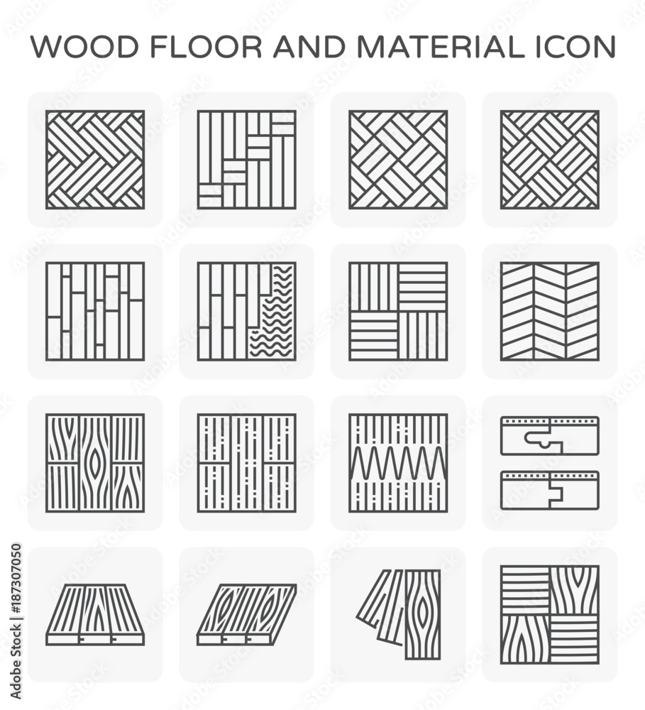 Wood floor and material vector icon set. - obrazy, fototapety, plakaty 
