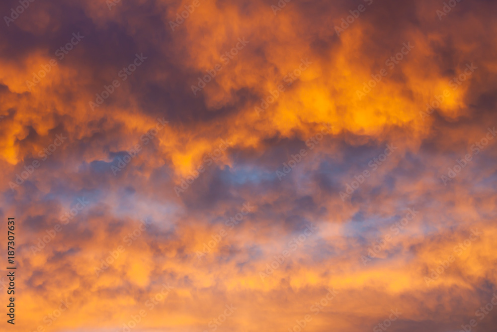 Dramatic sunrise sky with colorful clouds