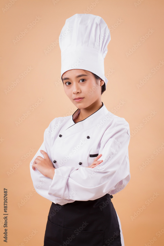 portrait of confident young woman chef portrait of confident young woman chef