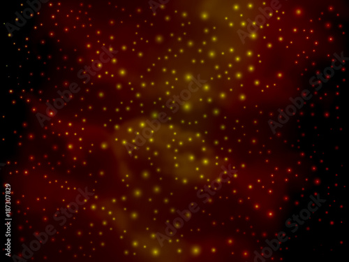 Vector bright colorful cosmos illustration. Bright shining Universe with flickering stars. Template for poster, banner, invitation to night party in club or scientific conference